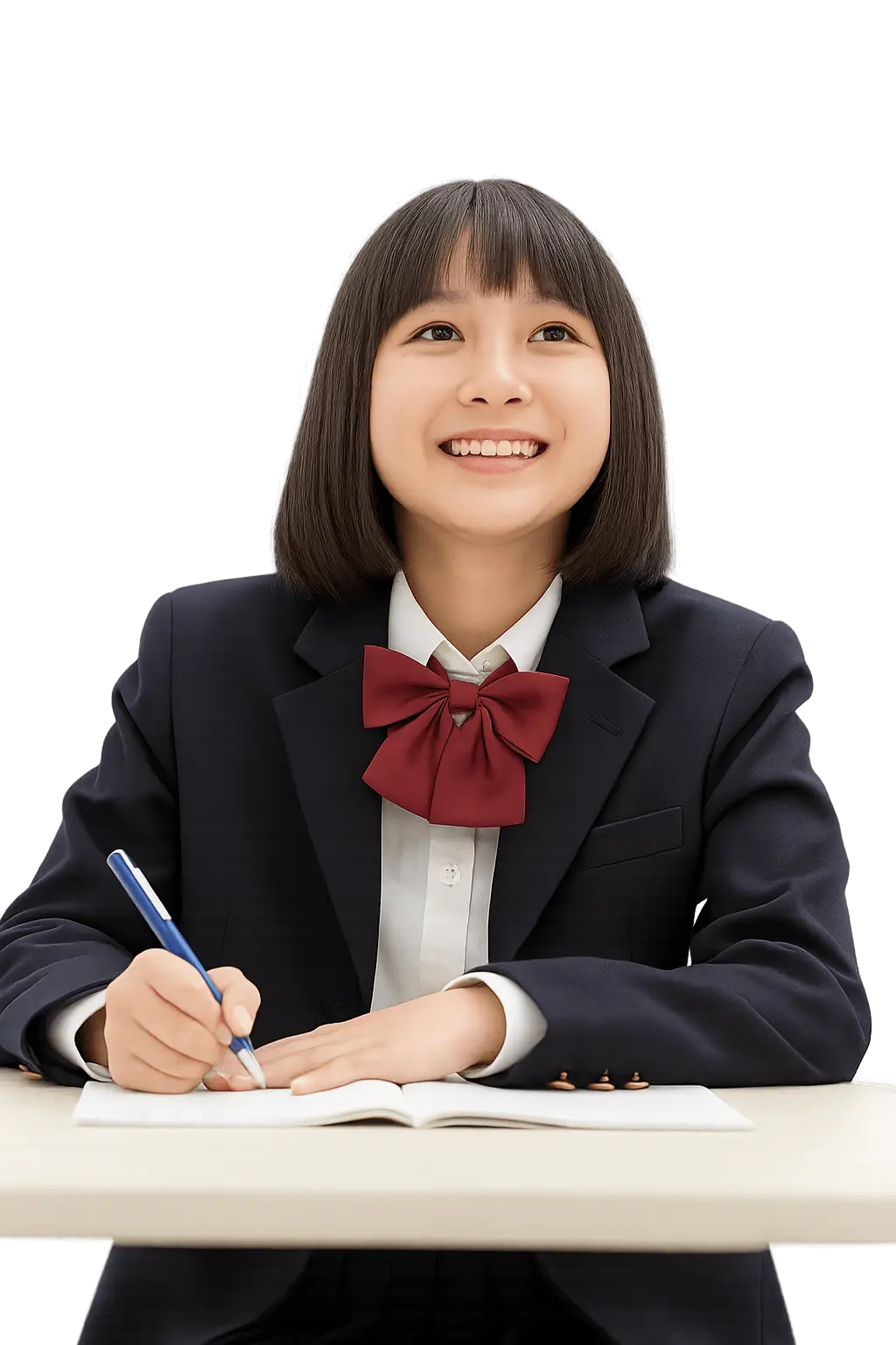 笑顔で自信に満ちた女子生徒の写真