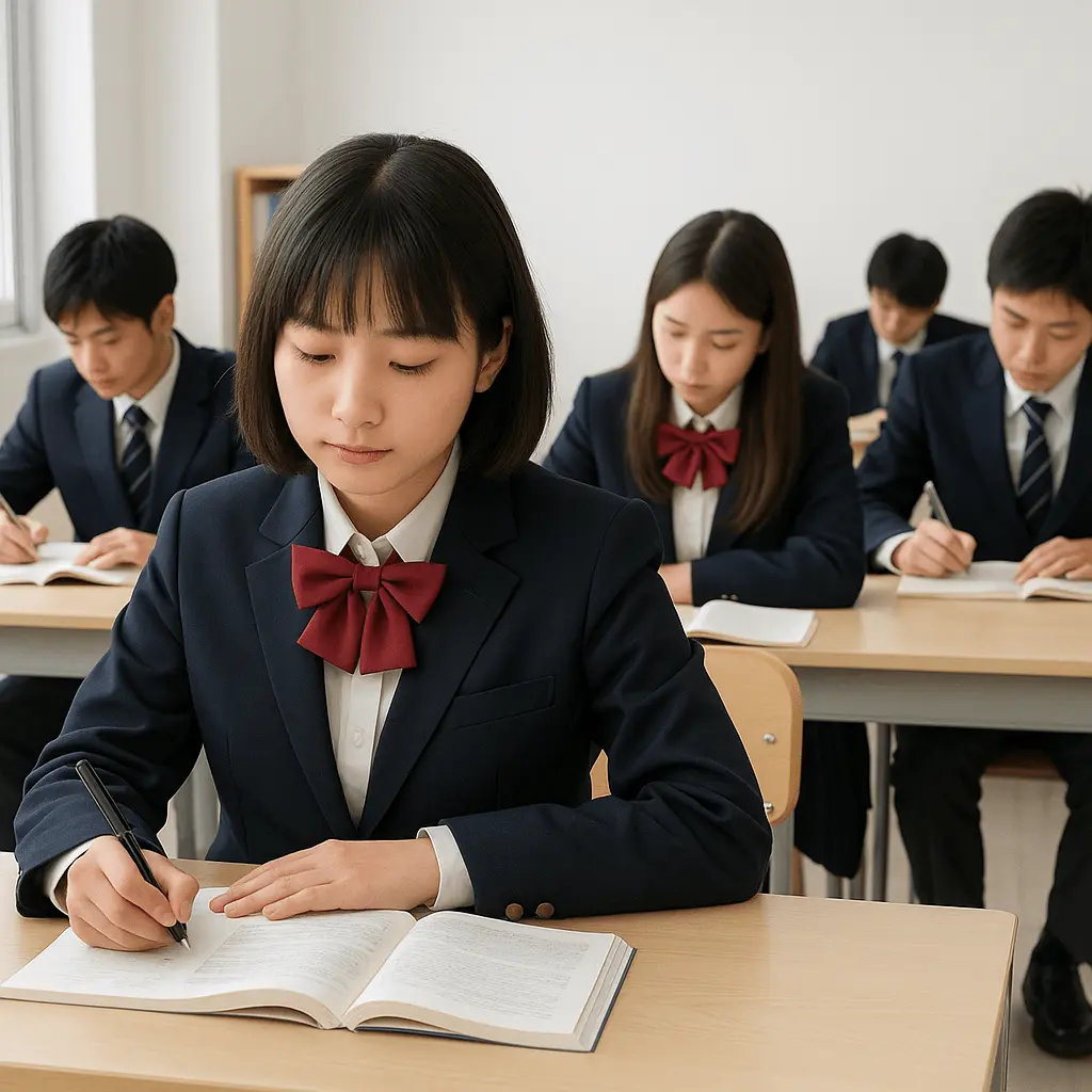 自習室で勉強する複数の生徒