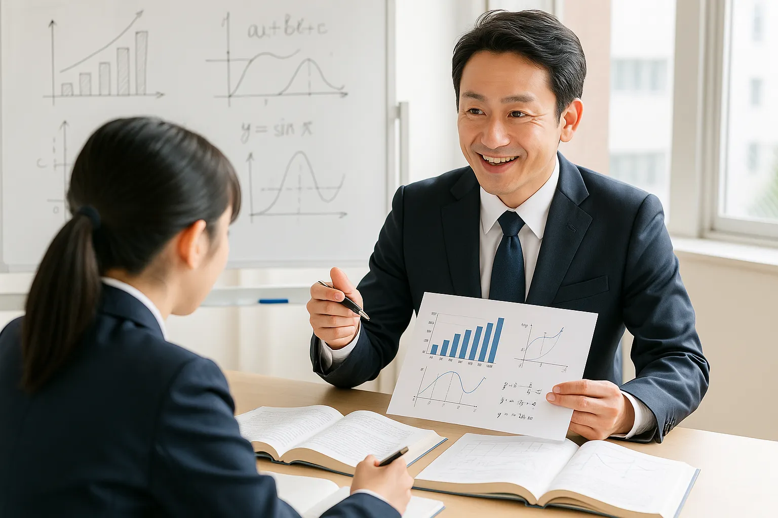 学習計画をたてる先生と生徒